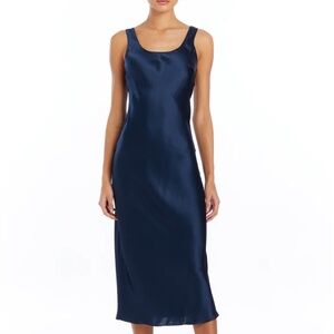 Amanda Uprichard Sydney Navy Silk Midi Dress